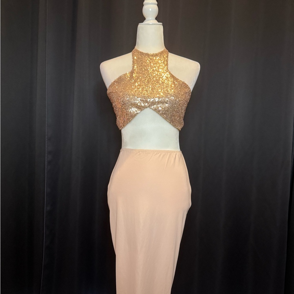 Rose Pink 2 Pieces Scrunched Bandeau Top Skirt